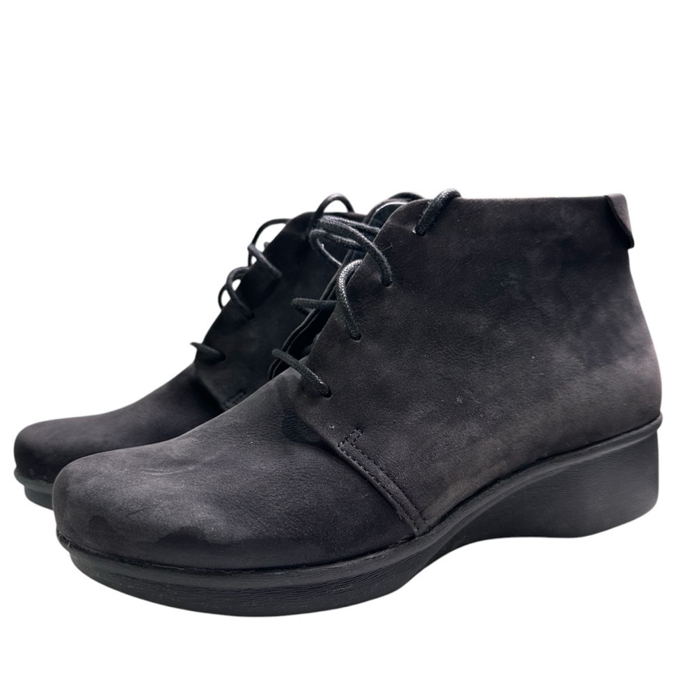 Dansko EU 38 Black Leather Lace Up Ankle Boot Bootie - Picture 7 of 10